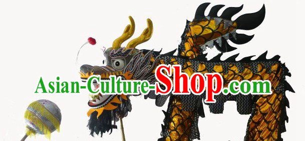 51 Meters Long Shinning Black and Golden China Dragon Dancing Costume Prop for 25-26 Dancers