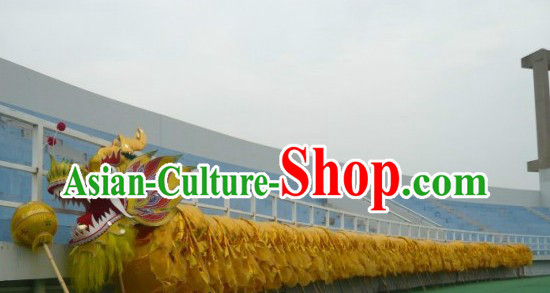 98 Meters Shinning Gold Dragon Dance Costume for 49-50 People