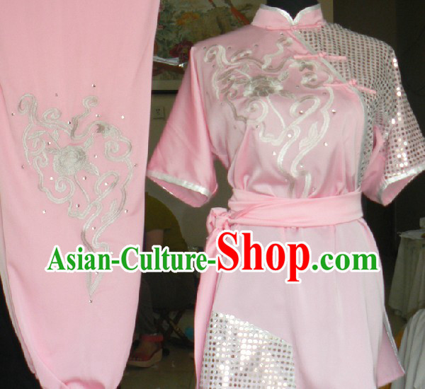 Supreme Chinese Pink Silk Long Fist Southern Fist Kung Fu Suit for International Competition