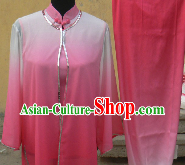 Colour Transition Chinese Silk Kung Fu Clothes Complete Set for Women