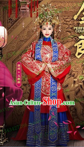 Traditional Chinese Brides Wedding Suit Robe Clothing