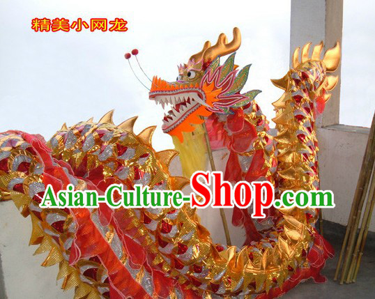 Lightweight Golden and Red Net Dragon Dancing Prop for Adults