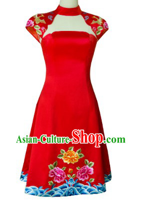 New Design Embroidered Phoenix Flower Evening Dress for Brides