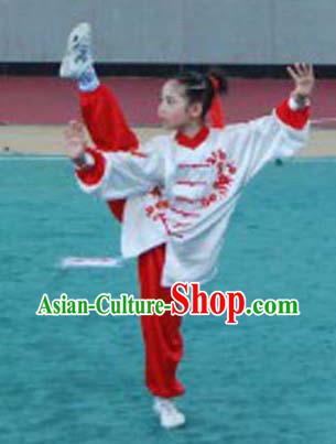 Traditional Chinese Silk Flower and Butterfly Embroidery Tai Chi Uniforms for Kids