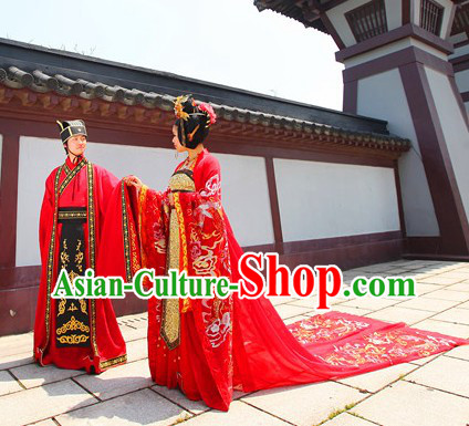 Traditional Ancient Chinese Wedding Dresses Outfits Hats and Accessories for Brides and Bridegrooms