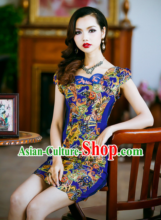 Traditional Chinese Old Shanghai Style Short Cheongsam Qipao