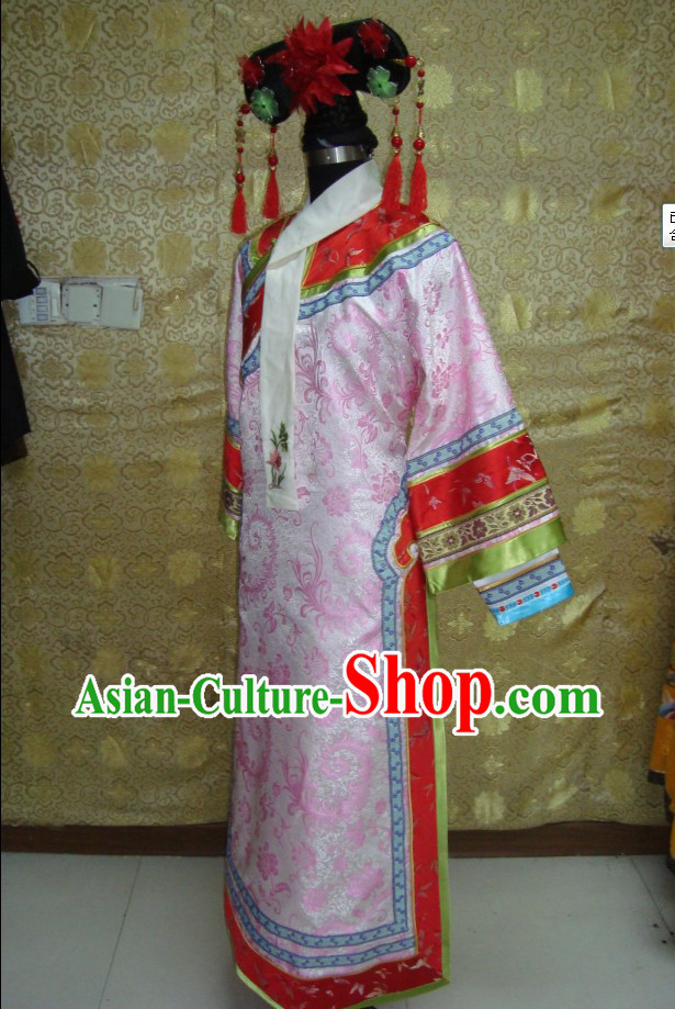 China Qing Dynasty Imperial Palace Lady Costumes and Headpiece