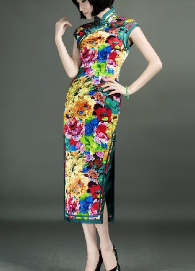 Traditional Chinese Classical Pure Silk Long Cheongsam