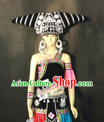 Guang Xi Zhuang Tribe Ethnic Costumes and Hat for Women