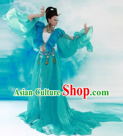 Ancient Chinese Classical Green Peacock Love Costumes for Women