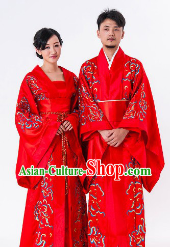 Traditional Chinese Happy Flower Wedding Dresses for Men and Women
