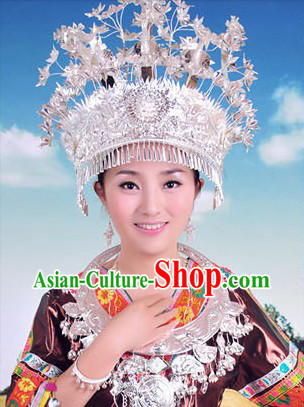 Traditional Hmong Miao Silver Headdress for Women