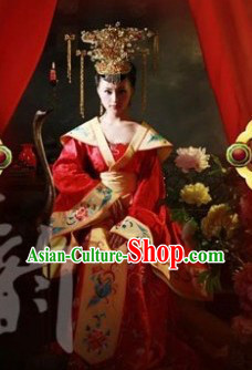 Red Traditional Ancient Chinese Wedding Suit and Crown for Women