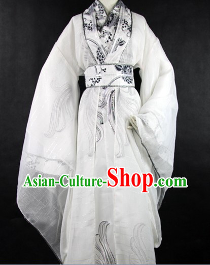 White Ancient Chinese Young Men Costumes