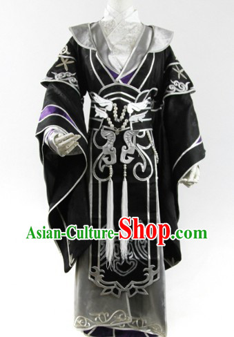Ancient Chinese Black General Cosplay Hanfu Clothing for Men