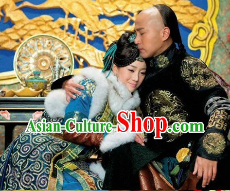 Ancient Chinese Manchu Princess Clothing Cheongsam for Women
