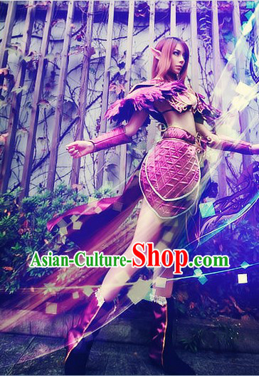 Purple Ancient Chinese Style Nymph Armor Cosplay Costumes for Women