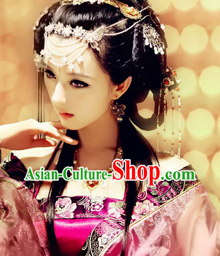 Ancient Chinese Princess Hair Accessories and Necklace and Earrings
