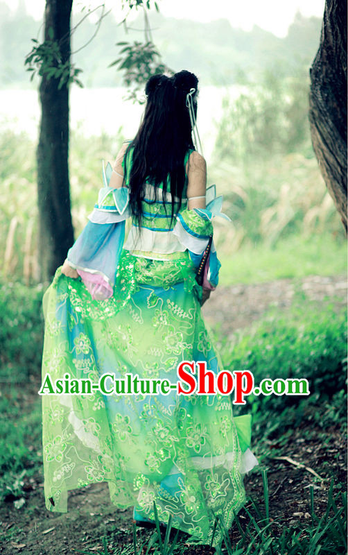 Ancient Chinese Bi Yao Cosplay Costumes and Headpieces for Women