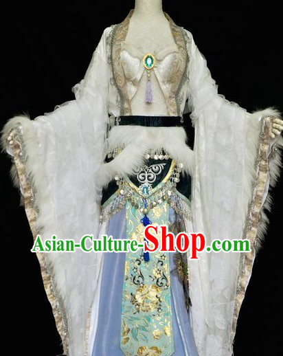 Traditional Ancient Chinese White Princess Costume for Women