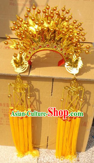 Ancient Chinese Opera Gold Butterfly Phoenix Coronet