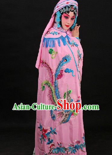 Pink Traditional Chinese Princess Phoenix Embroidery Cape