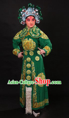 Traditional Chinese Wusheng Character Costume and Helmet for Men