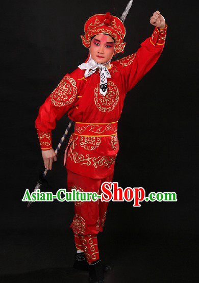 Red Traditional Chinese Drum Player Costume and Hat