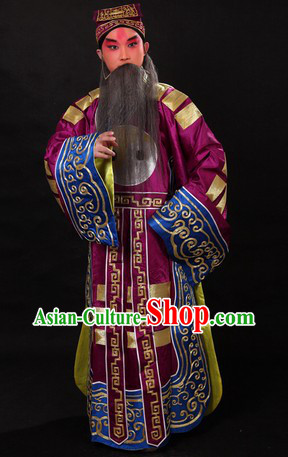 Zhu Geliang Chinese Opera Stage Performance Costumes and Hat for Men