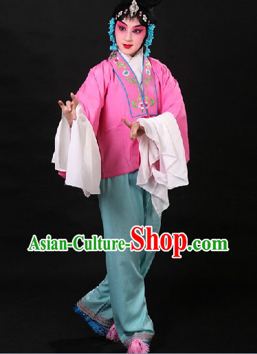 Traditional Chinese Deep Pink Beijing Opera Hua Dan Long Sleeves Practice Costume