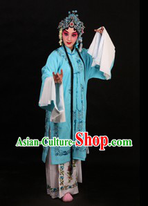 Blue Chinese Peking Opera Qingyi Role Costumes