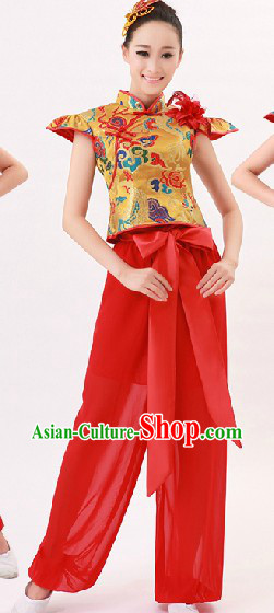 Red Traditional Chinese Drum Player Costume for Women