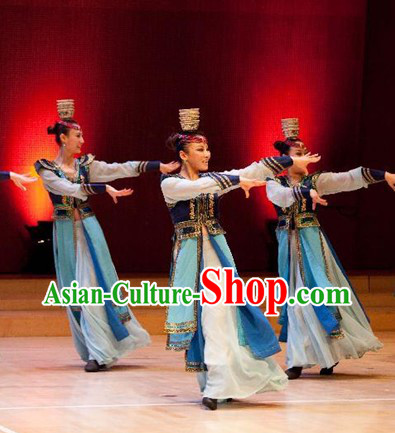 Traditional Chinese Xinjiang Minority Dance Costume and Hat for Women