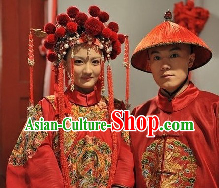 Ancient Chinese Wedding Dresses and Hats for Men and Women