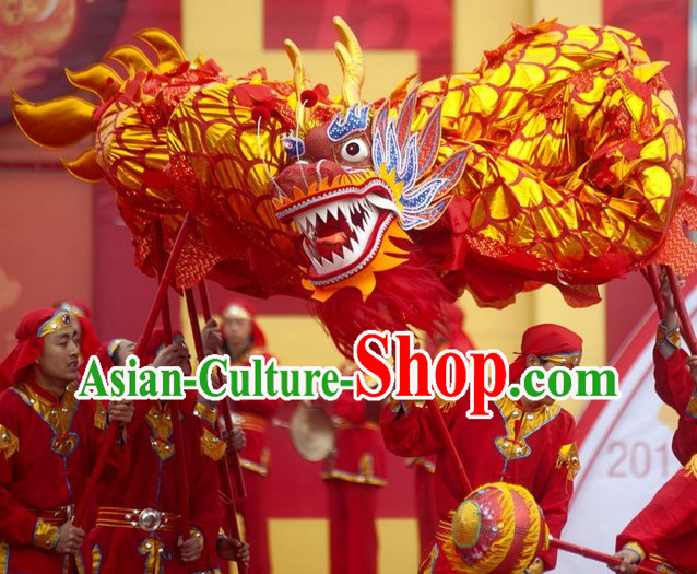 Red Gold Chinese Dragon Costumes Complete Set for 6 People