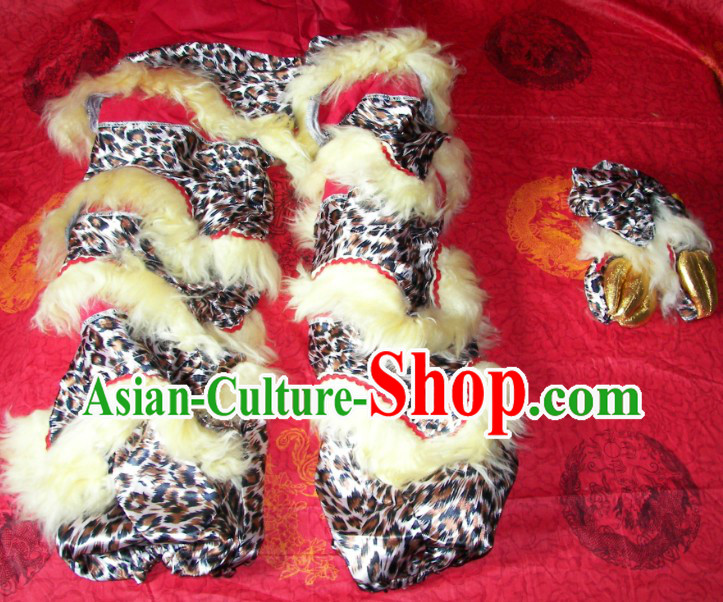 Leopard Pattern Chinese Festival Celebration One Pair of Lion Dance Pants and Shoes Covers