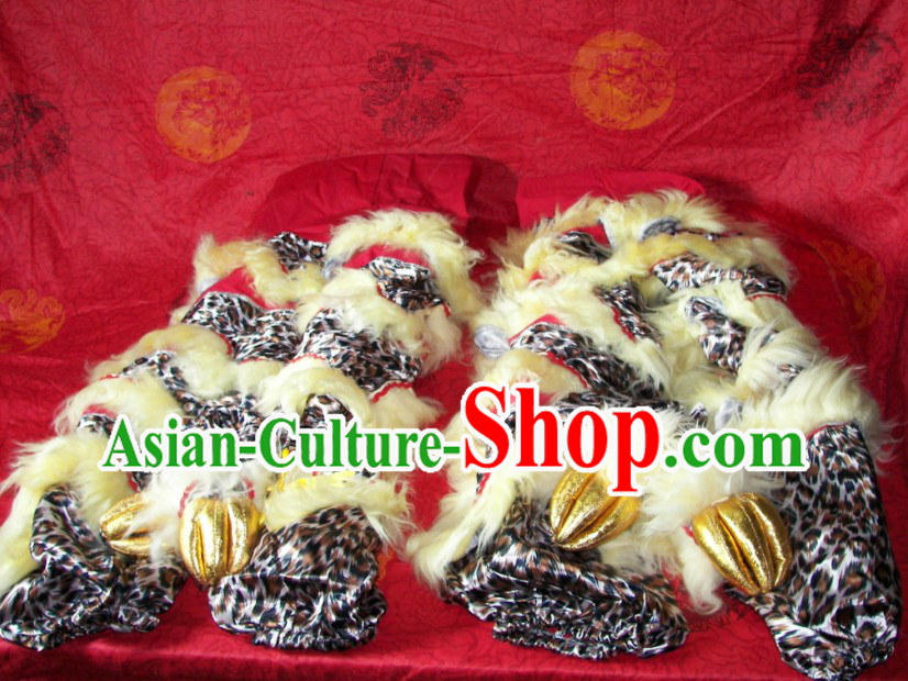 Leopard Pattern Chinese Festival Celebration Two Pairs of Lion Dance Pants and Shoes Covers
