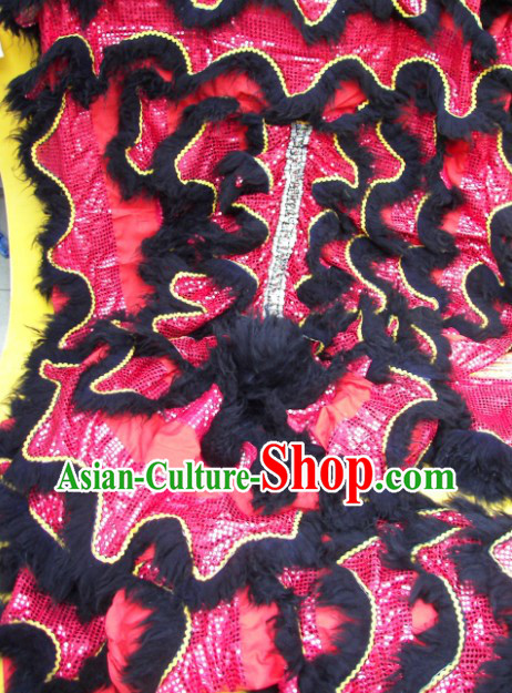 Black Long Wool Red Sequins Lion Dance Body Costumes Pants Claws