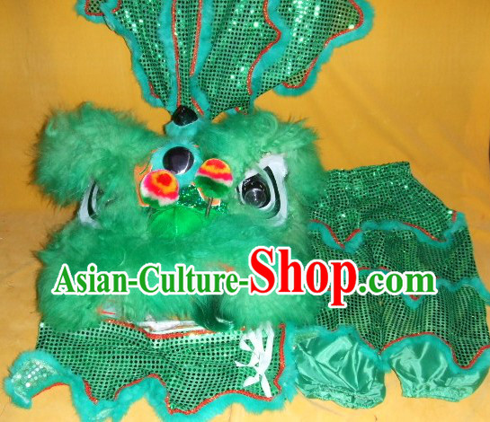 One Person Green Chinese New Year Parade Children Size Lion Dance Costumes for Children