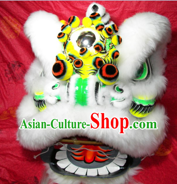 Supreme White Wool Fut San Lion Dance Costumes Complete Set