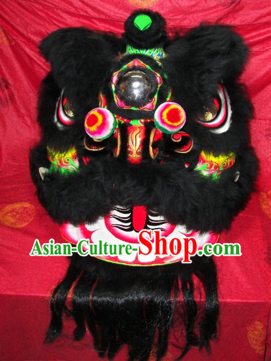 Top Quality Black Wool Green Underneath Lion Dance Costumes Complete Set