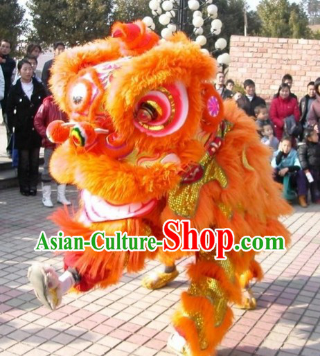 Festival Celebration Fut San Orange Lion Dance Costumes for Display and Play