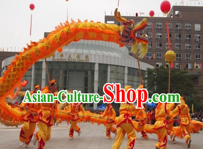 Free Worldwide Delivery 18 Meters Traditional Chinese Gold Dragon Dance Equipment Complete Set
