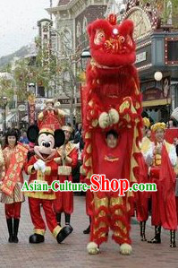 Happy Chinese New Year Parade Red Lion Dance Costume Complete Set