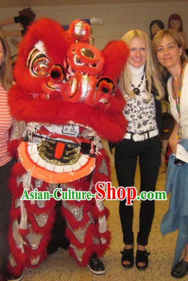 Good Luck Traditional Fut San Long Wool Lion Dance Costume Full Set