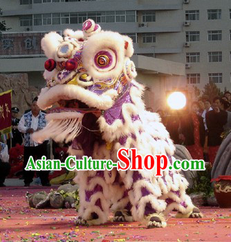 White Wool Fut San Southern Lion Dance Prop Complete Set