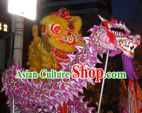 Purple Supreme Chinese Lunar New Year Parade Luminated Dragon Dancing Costumes Full Set