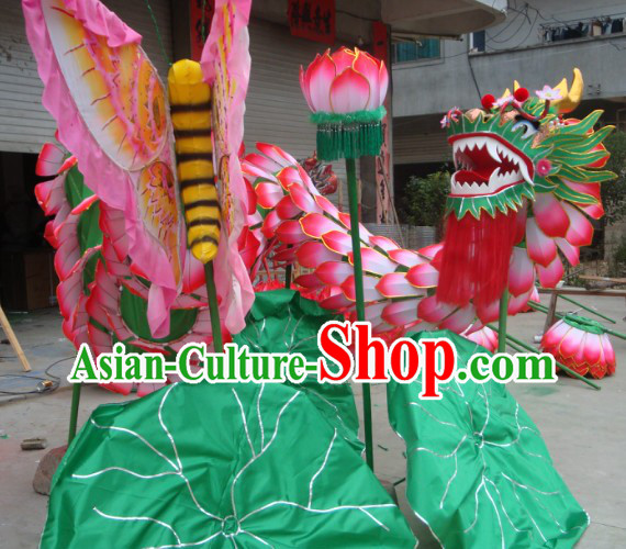 Classical Chinese Traditional Handmade Lotus Dragon Dance Costumes Complete Set