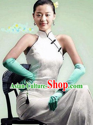 Traditional Chinese Pure White Cheongsam Qipao