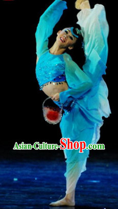 Chinese Classical Competition Dance Costumes and Headwear Complete Set for Women